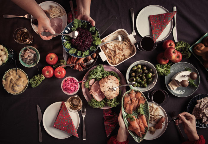 Typical swedish scandinavian christmas smörgåsbord food