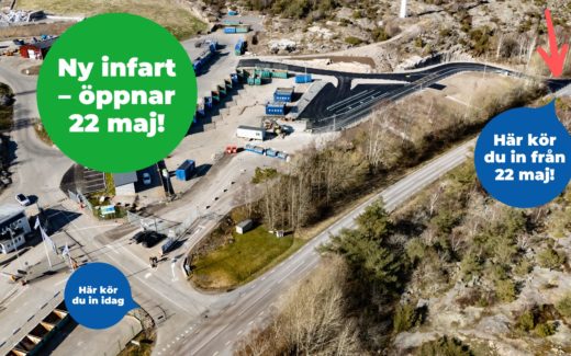 Ny infart till Hogenäs återvinningscentral öppnar 22 maj!