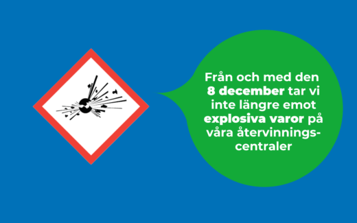 Vi slutar ta emot explosiva varor från 8 december